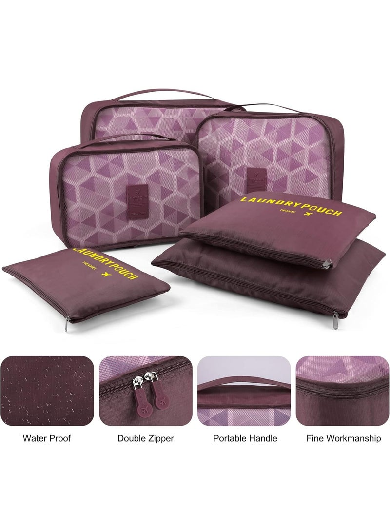 TRAVEL 6pcs Lightweight Packing Cubes – Convenient and Organized Luggage Solution for Clothes, Shoes & Toiletries-Deep Red - Image 3